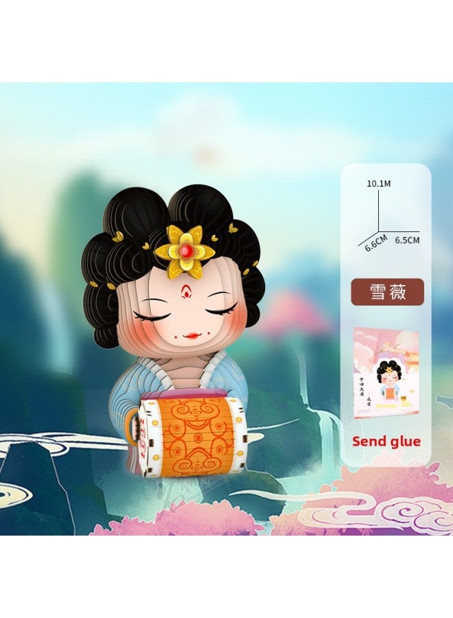 National Fashion Puzzle Peking Opera Series Sword Horse Dan DIY Handmade Paper Art Three-dimensional Puzzle Children's Educational Toys Paper Puzzle-Color:Xuewei - Image 1